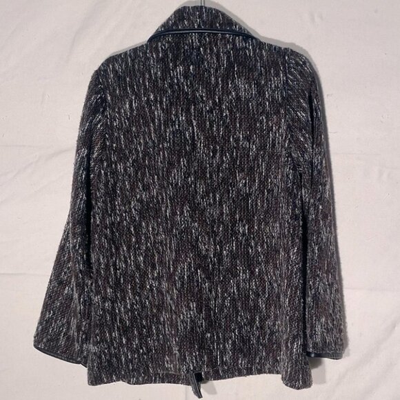 Northern Reflections Brown Black Wool Blend Toggle Closure Pea Coat Sweater L - Picture 2 of 13